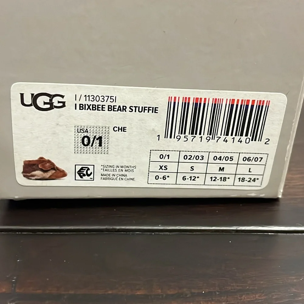 Ugg Australia I Bixbie Teddy Bear Stuffie Booties Boots Shoes Infant Baby Sz 0/1